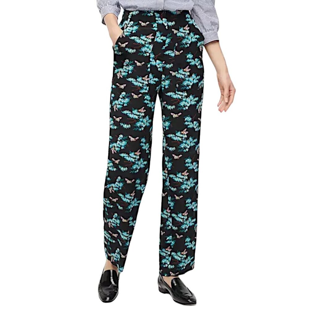 J. Crew Factory Black Floral Straight Leg Pants